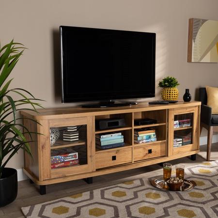 Baxton Studio Walda Modern and Contemporary Oak Brown Finished Wood 2-Drawer TV Stand 190-12000-ZORO